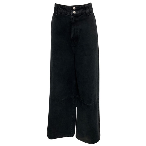 KHAITE BLACK ISLA HIGH RISE WIDE LEG DENIM JEANS - Picture 1 of 4